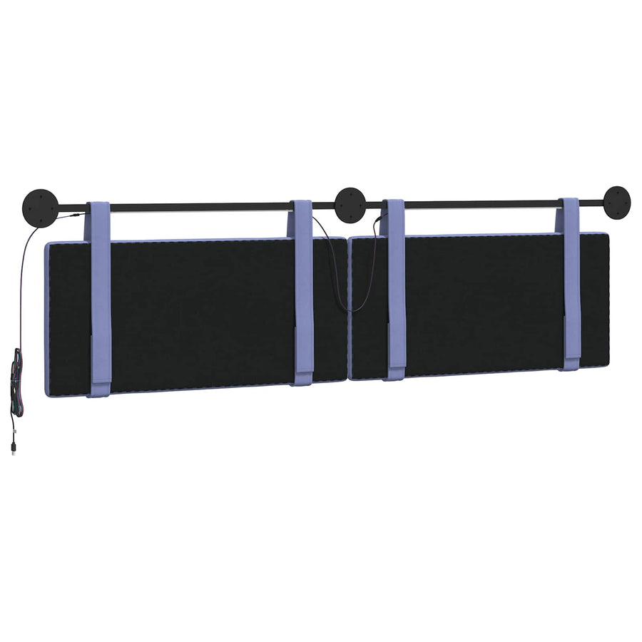 Hangend hoofdbord Met LED-verlichting Jeans Blauw Stof