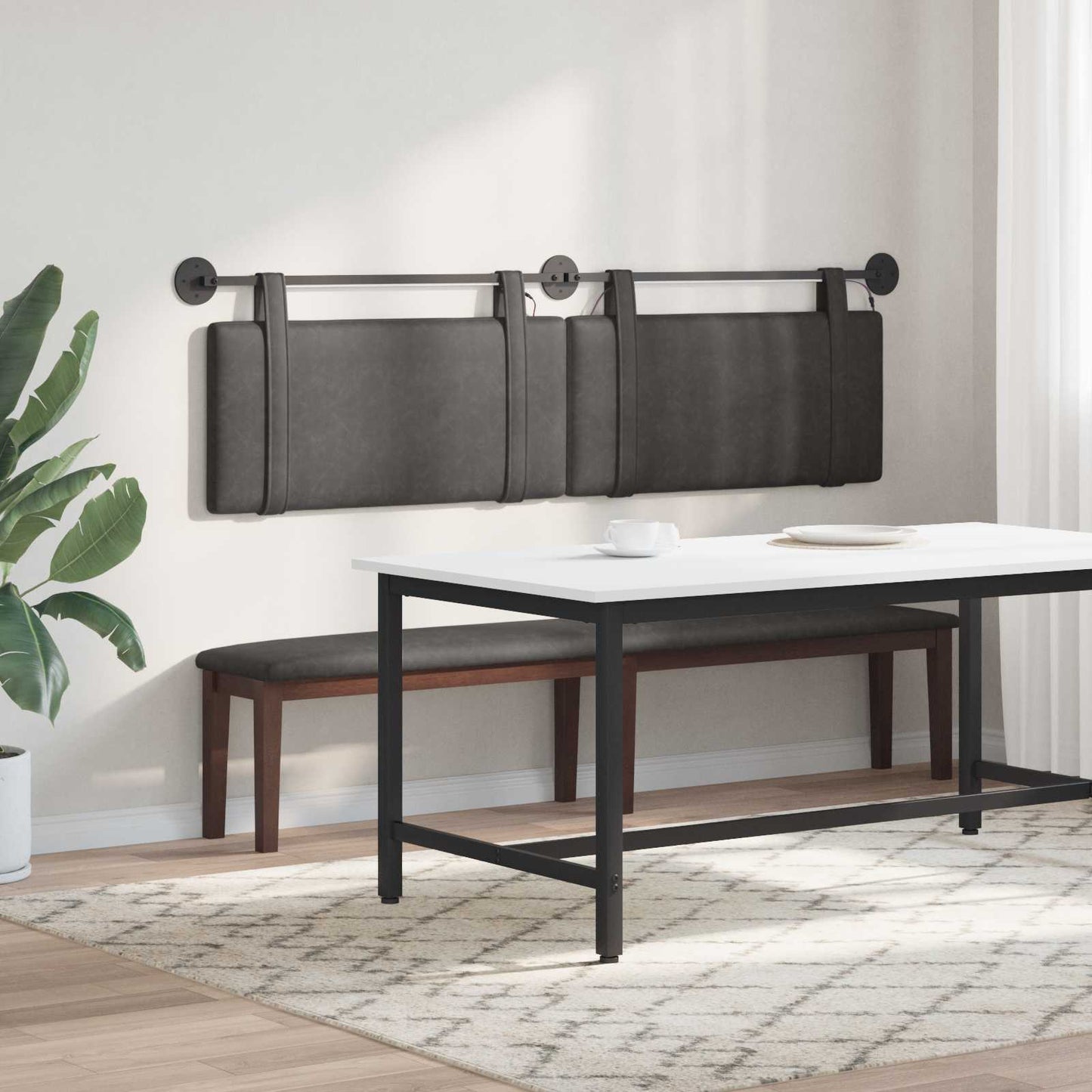 Hangend hoofdbord Met LED-verlichting Zwart Antiek PU