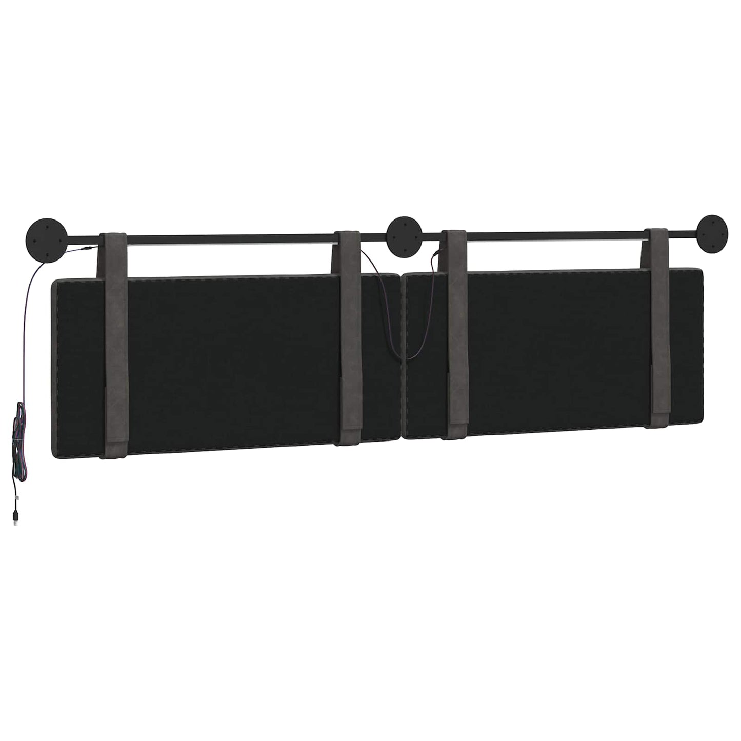 Hangend hoofdbord Met LED-verlichting Zwart Antiek PU