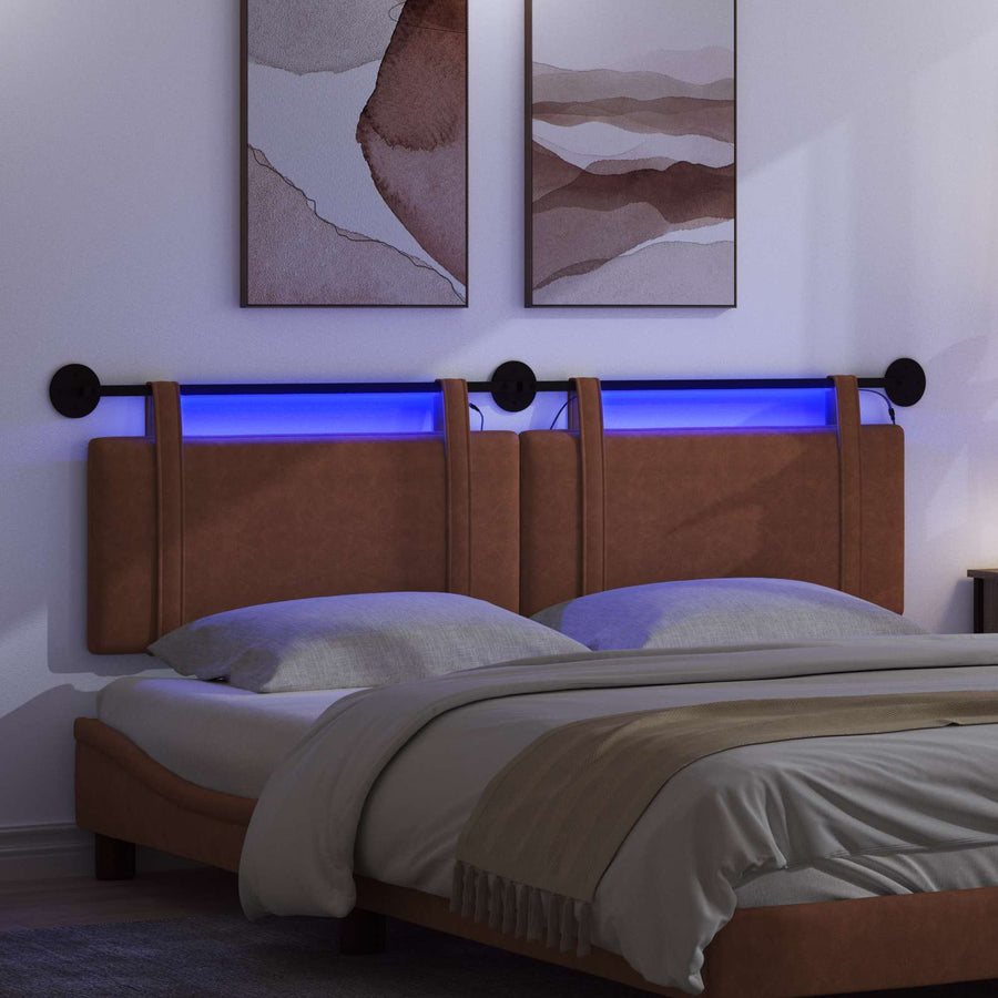 Hangend hoofdbord Met LED-verlichting Bruin Antiek PU