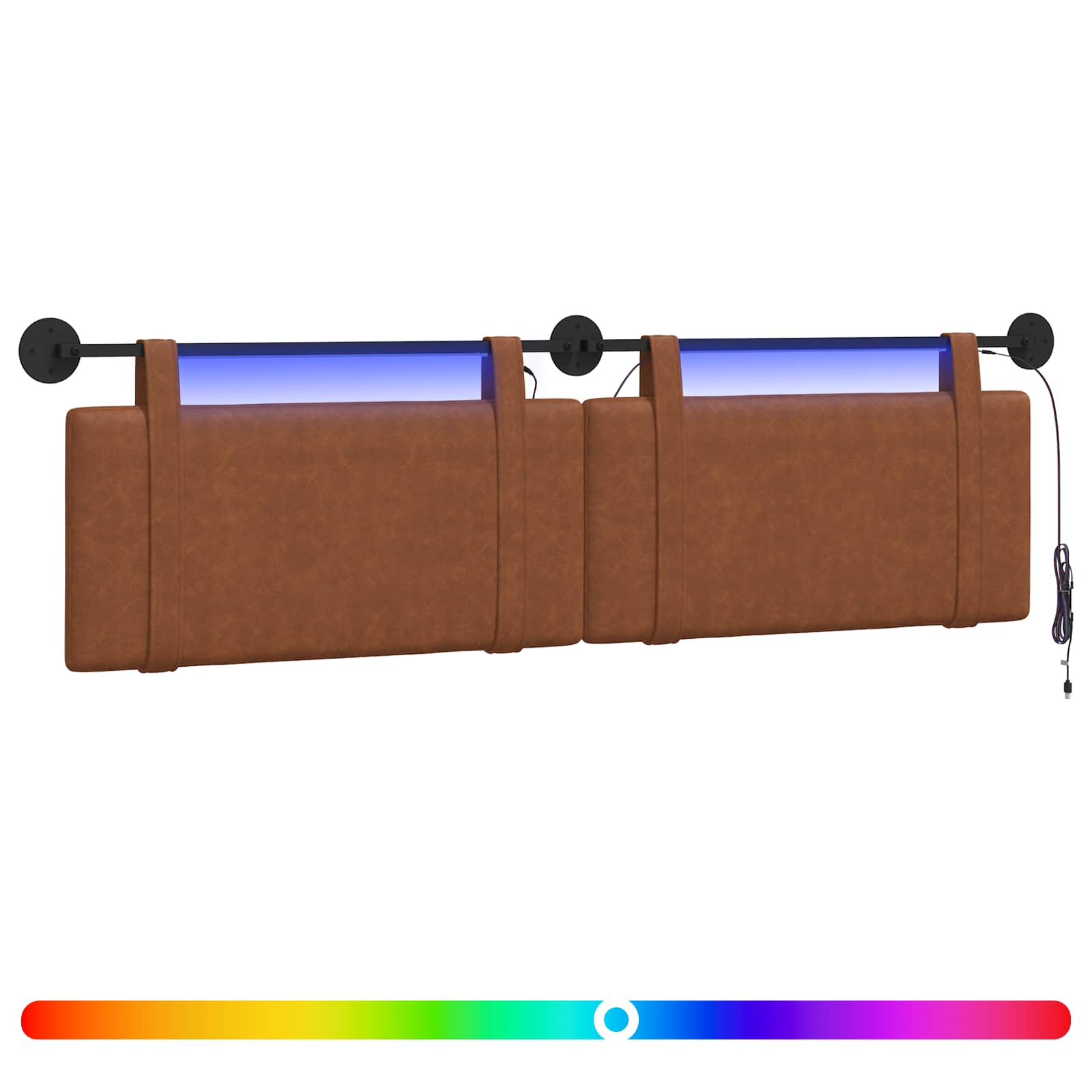 Hangend hoofdbord Met LED-verlichting Bruin Antiek PU