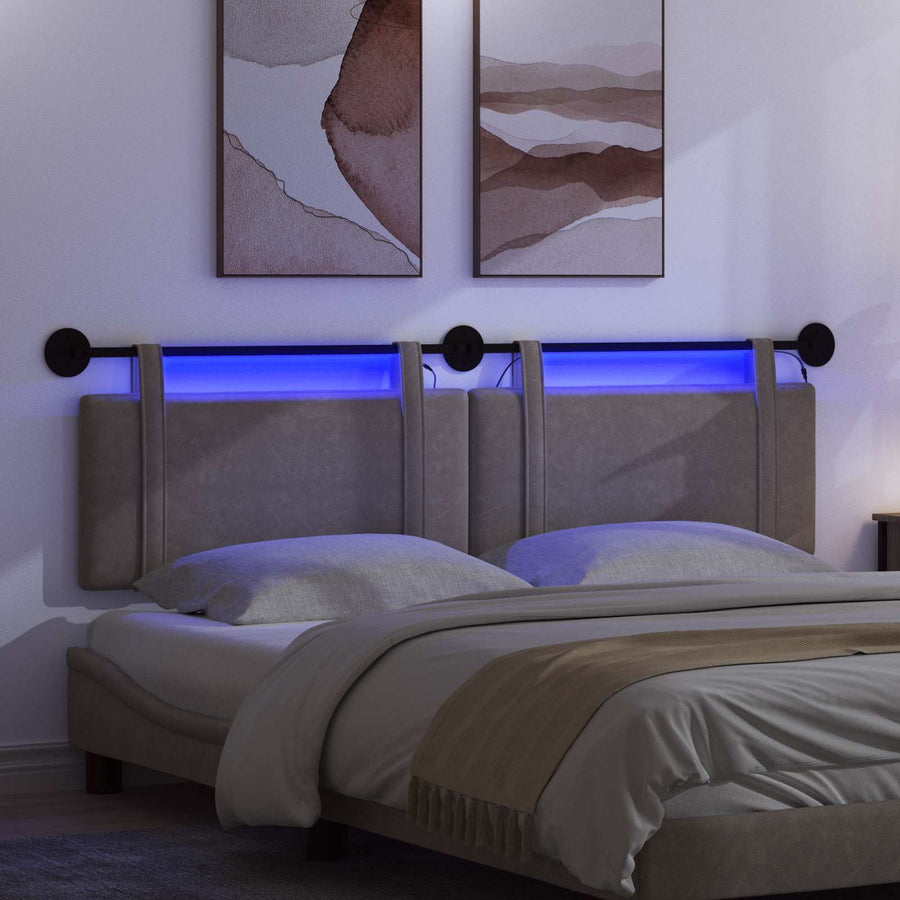 Hangend hoofdbord Met LED-verlichting Grijs Antiek PU