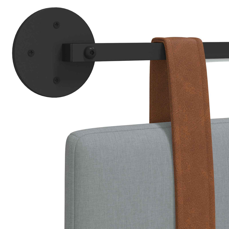 Hangend hoofdbord Met LED-verlichting Lichtgrijs Antiek PU