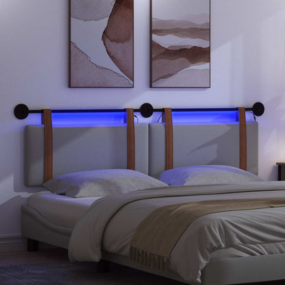 Hangend hoofdbord Met LED-verlichting Lichtgrijs Antiek PU