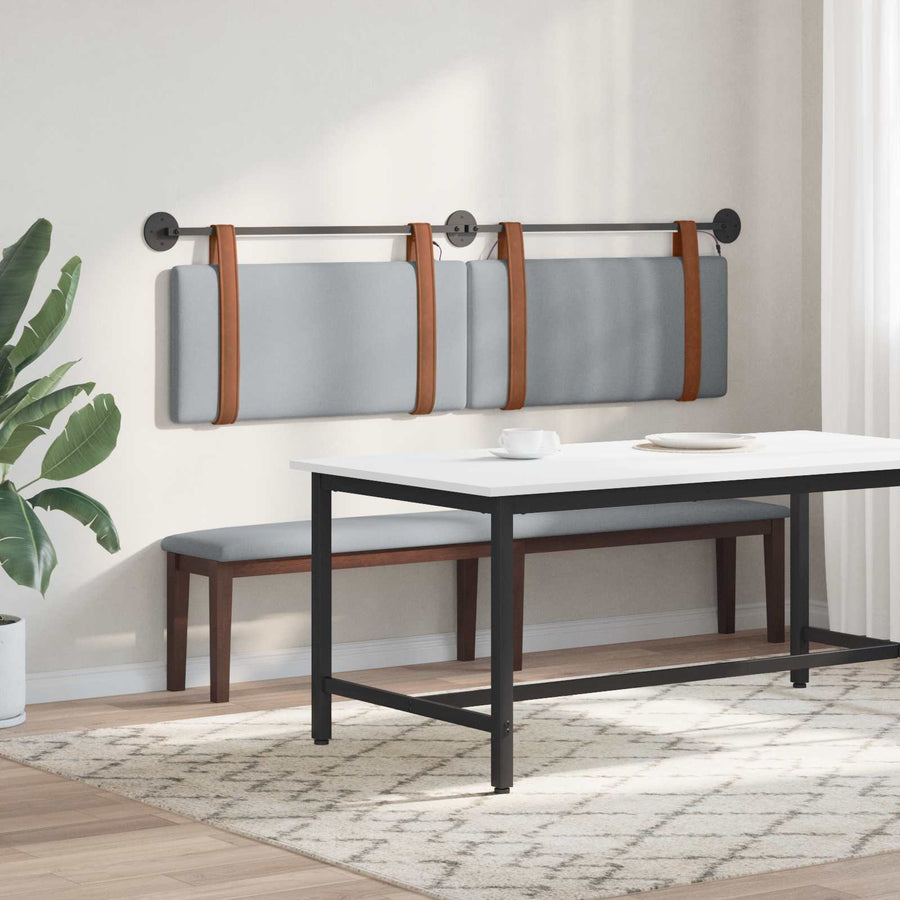 Hangend hoofdbord Met LED-verlichting Lichtgrijs Antiek PU