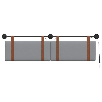 Hangend hoofdbord Met LED-verlichting Lichtgrijs Antiek PU