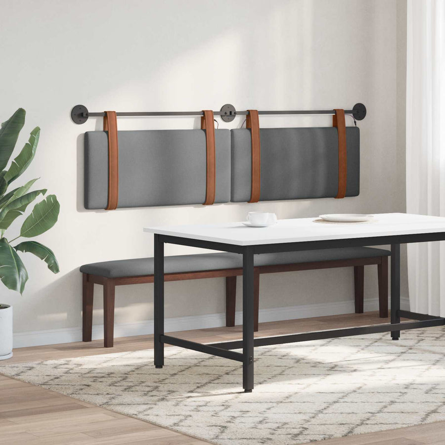 Hangend hoofdbord Met LED-verlichting Donkergrijs Antiek PU