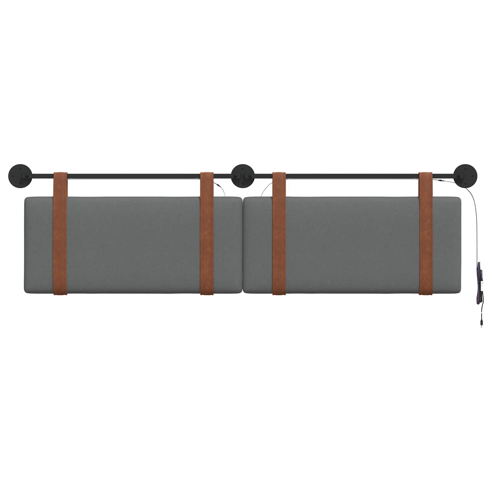 Hangend hoofdbord Met LED-verlichting Donkergrijs Antiek PU