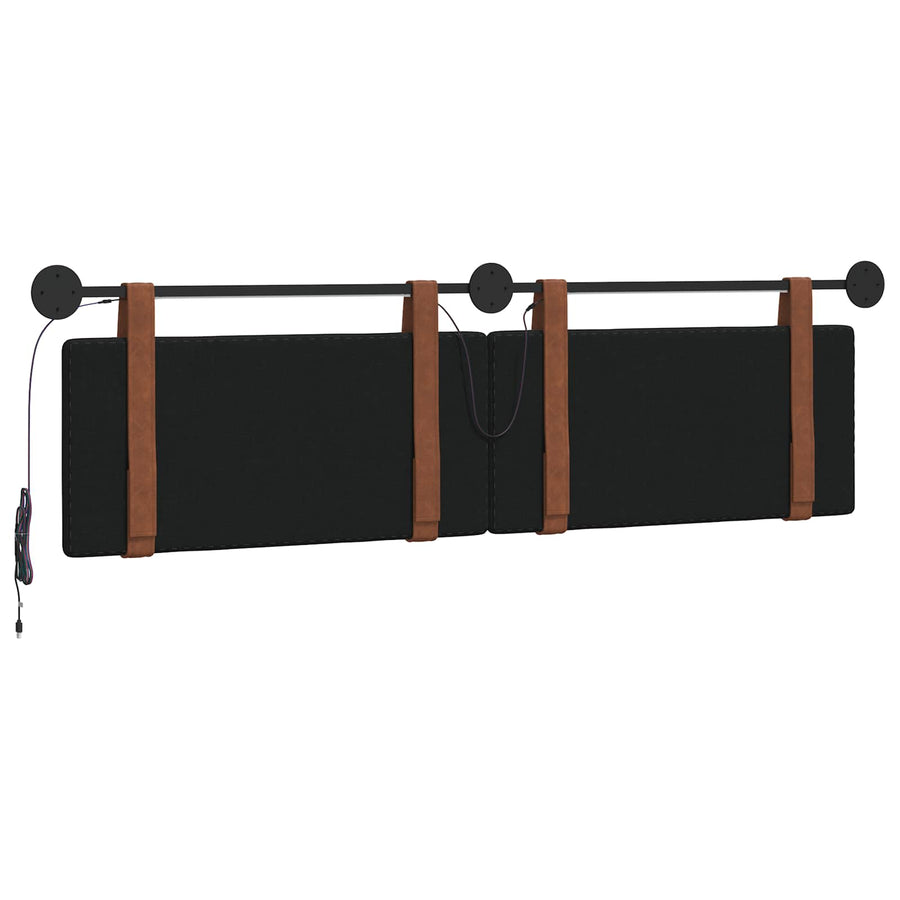 Hangend hoofdbord Met LED-verlichting Zwart Antiek PU