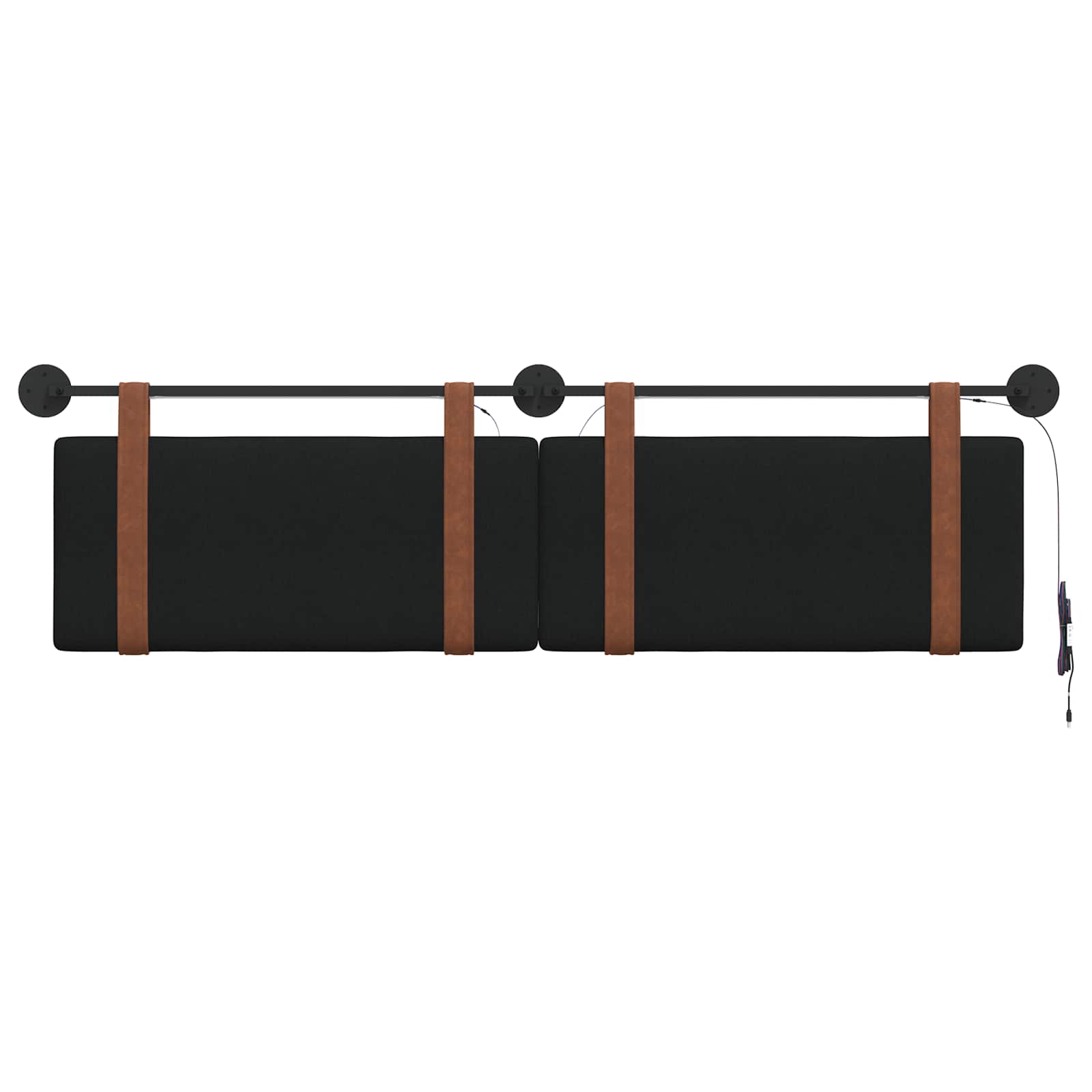 Hangend hoofdbord Met LED-verlichting Zwart Antiek PU