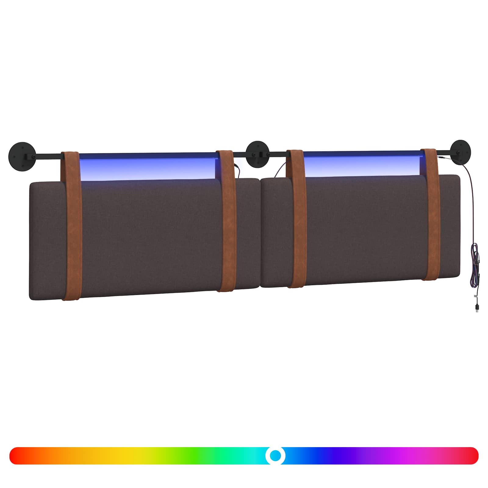 Hangend hoofdbord Met LED-verlichting Donkerbruin Antiek PU