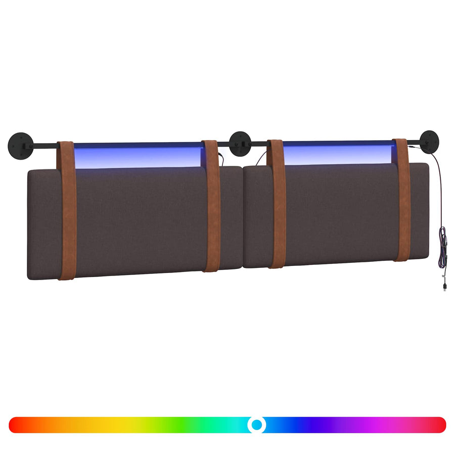 Hangend hoofdbord Met LED-verlichting Donkerbruin Antiek PU
