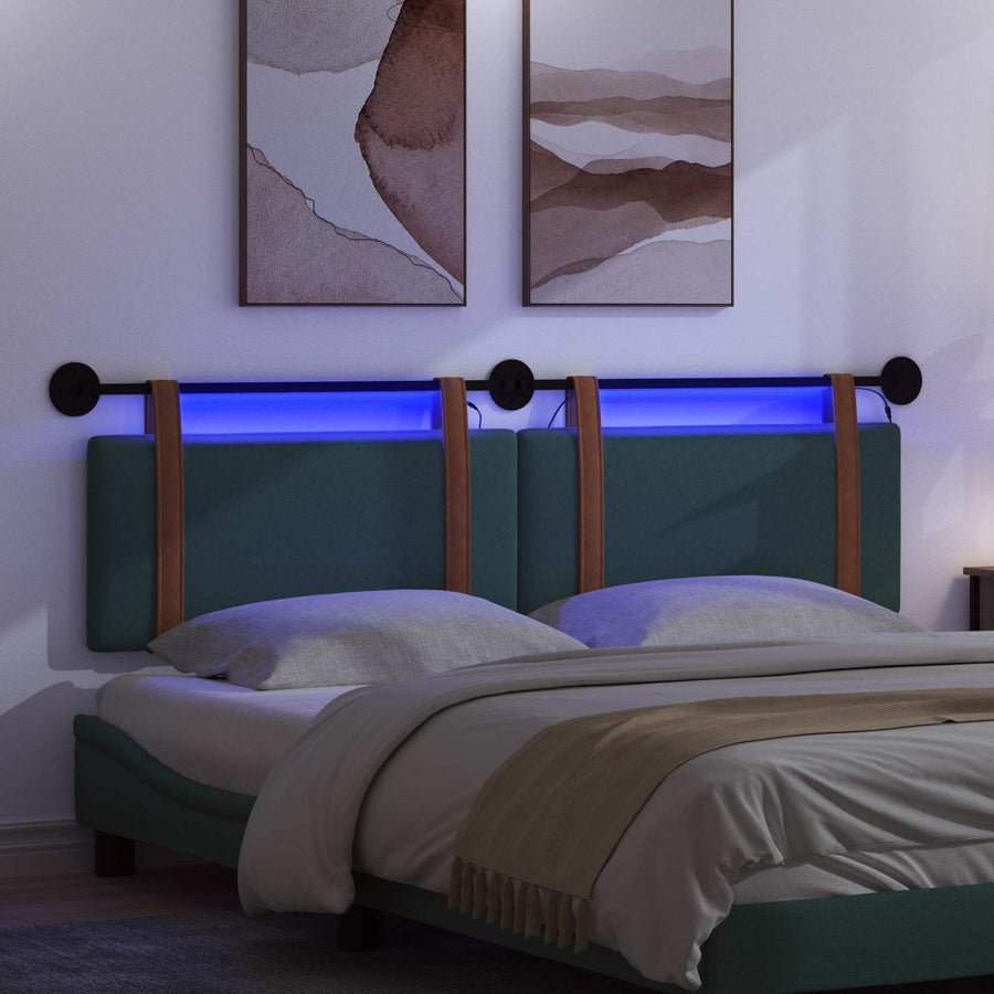Hangend hoofdbord Met LED-verlichting Donkergroen Antiek PU