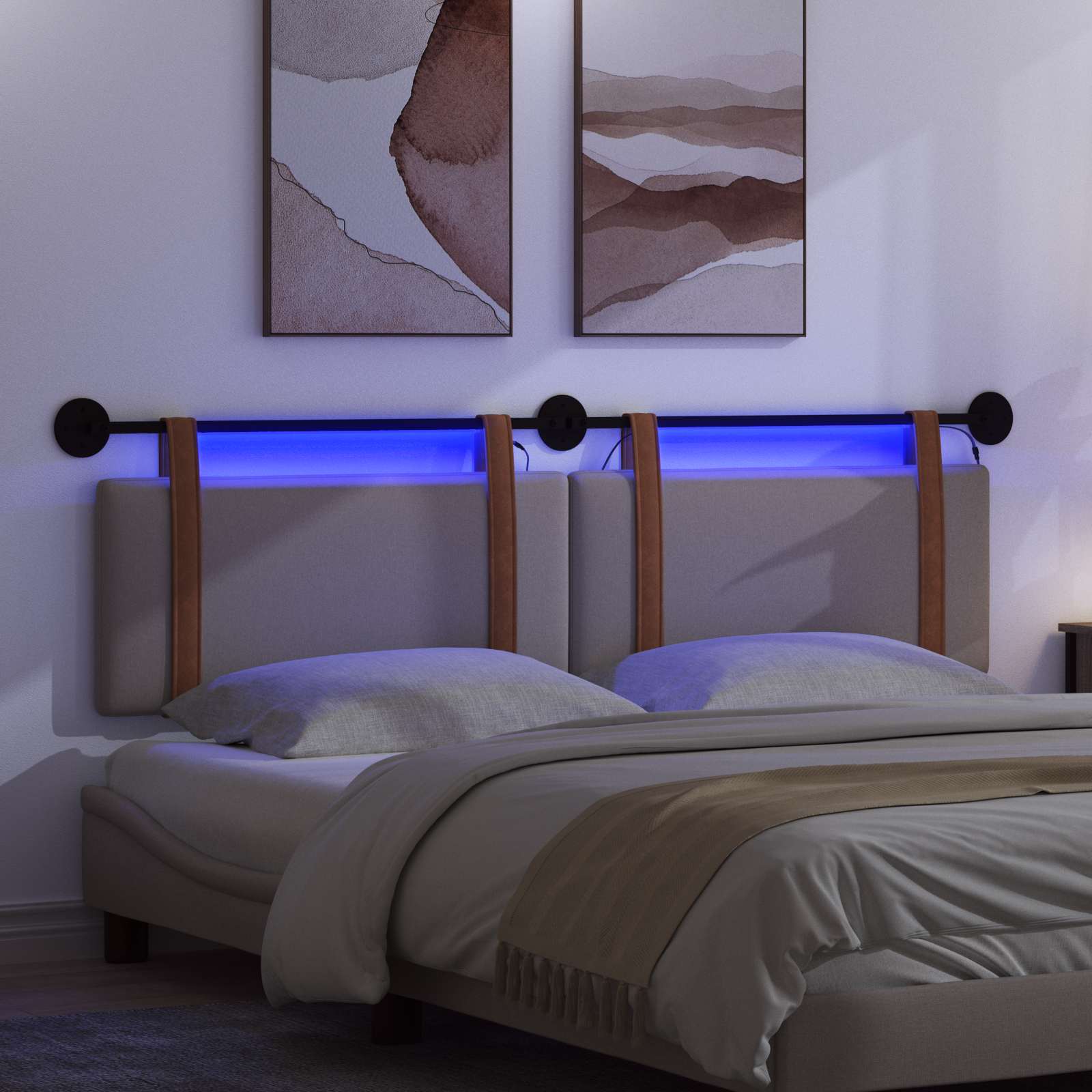 Hangend hoofdbord Met LED-verlichting Taupe Antiek PU