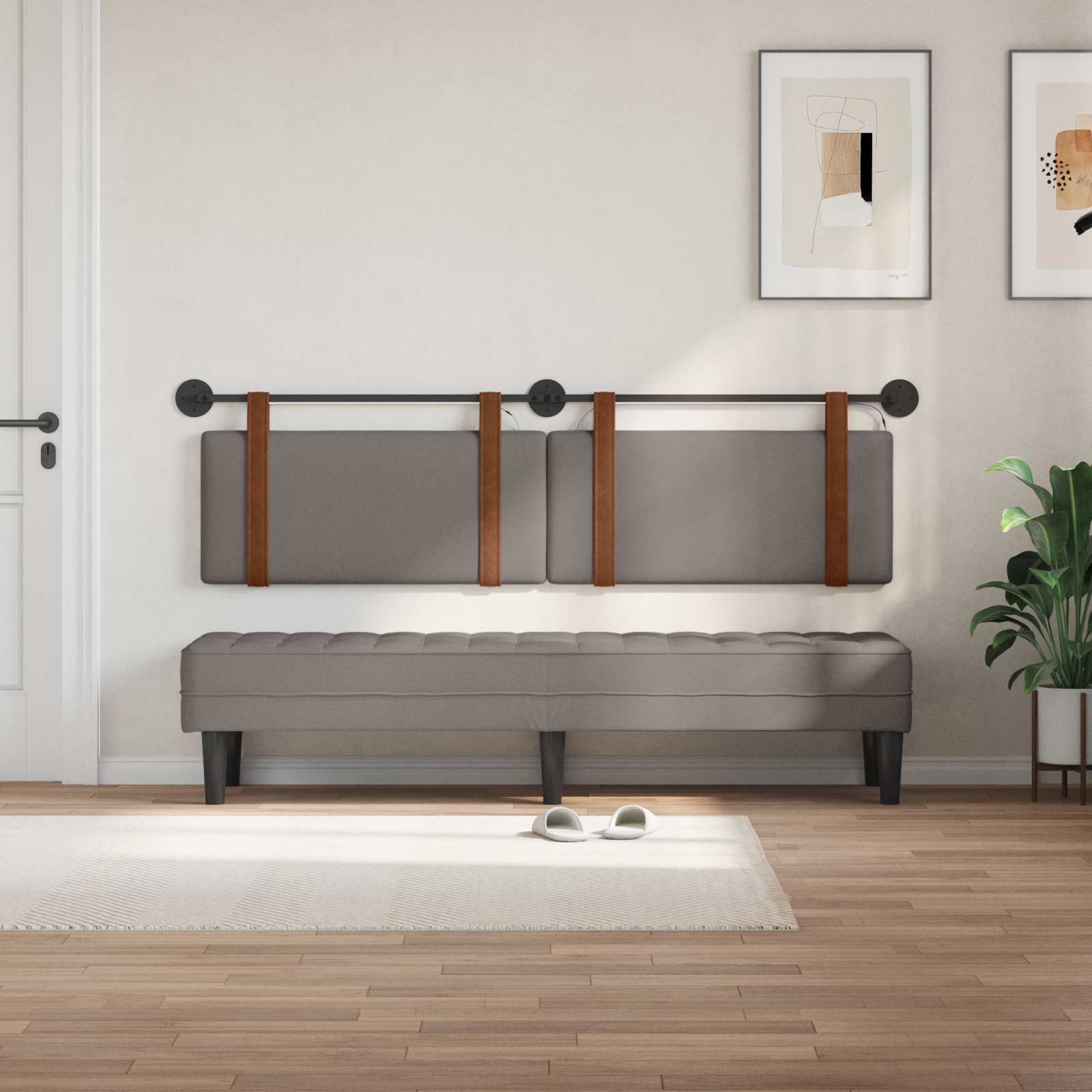 Hangend hoofdbord Met LED-verlichting Taupe Antiek PU