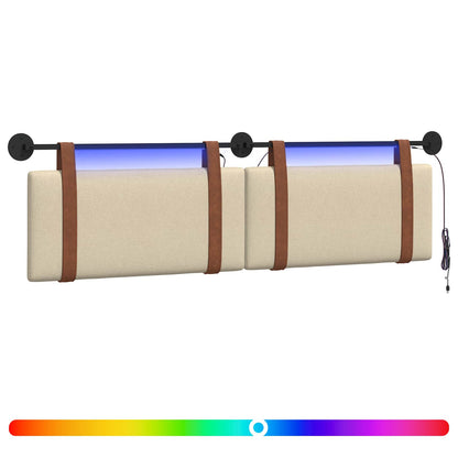Hangend hoofdbord Met LED-verlichting Crèmekleurig Antiek PU