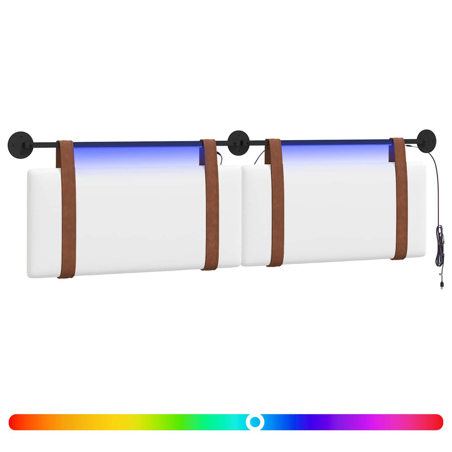 Hangend hoofdbord Met LED-verlichting Wit Antiek PU