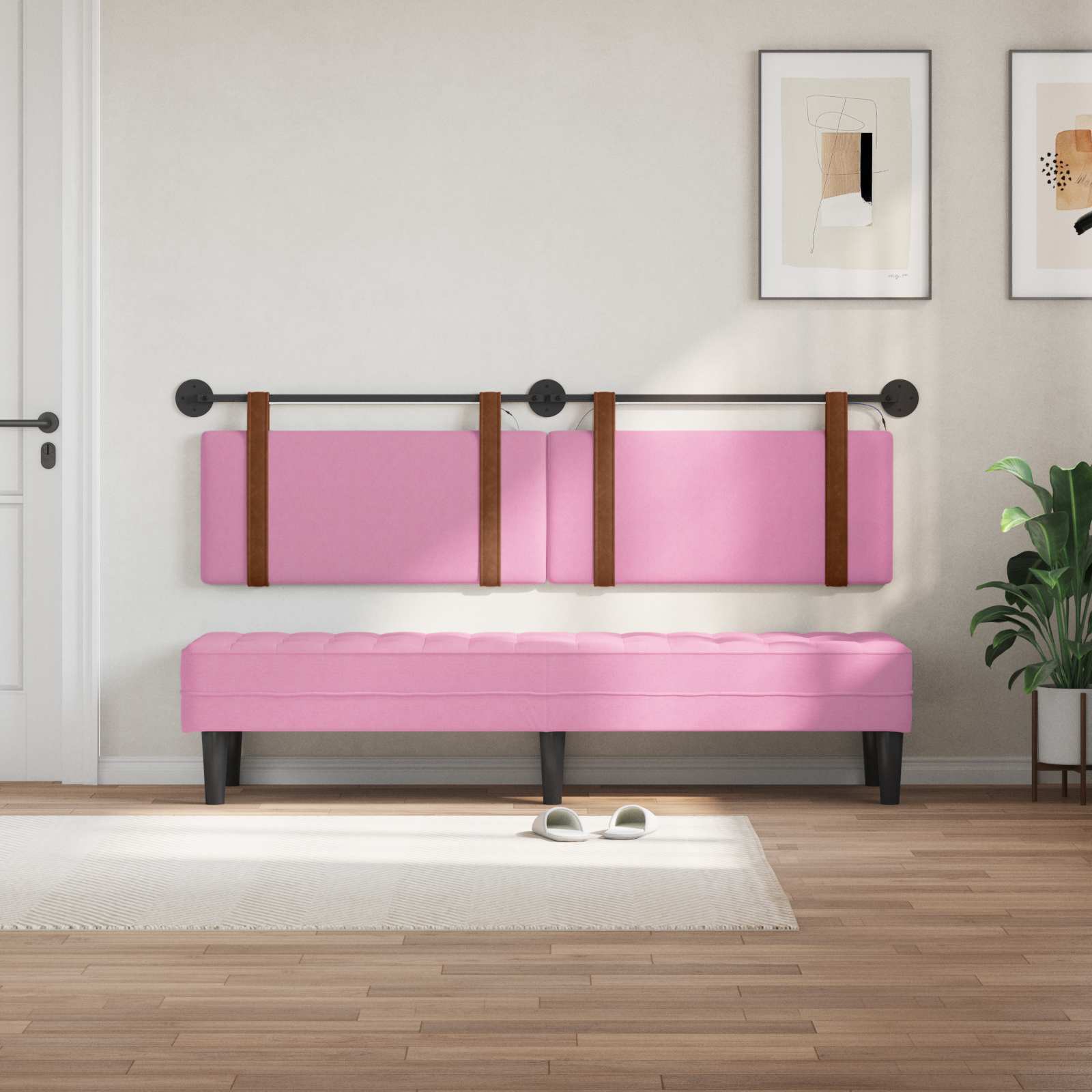 Hangend hoofdbord Met LED-verlichting Roze Antiek PU