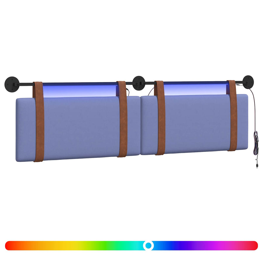 Hangend hoofdbord Met LED-verlichting Jeans Blauw Antiek PU