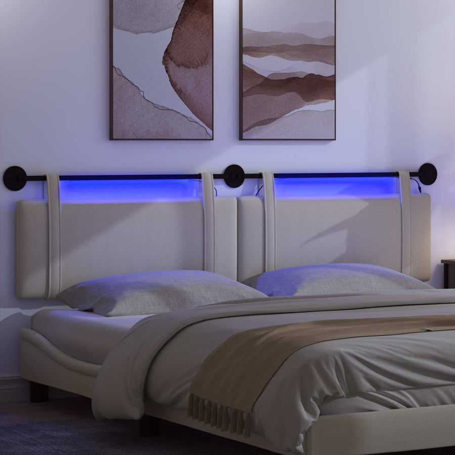 Hangend hoofdbord Met LED-verlichting Wolkengrijs Stof