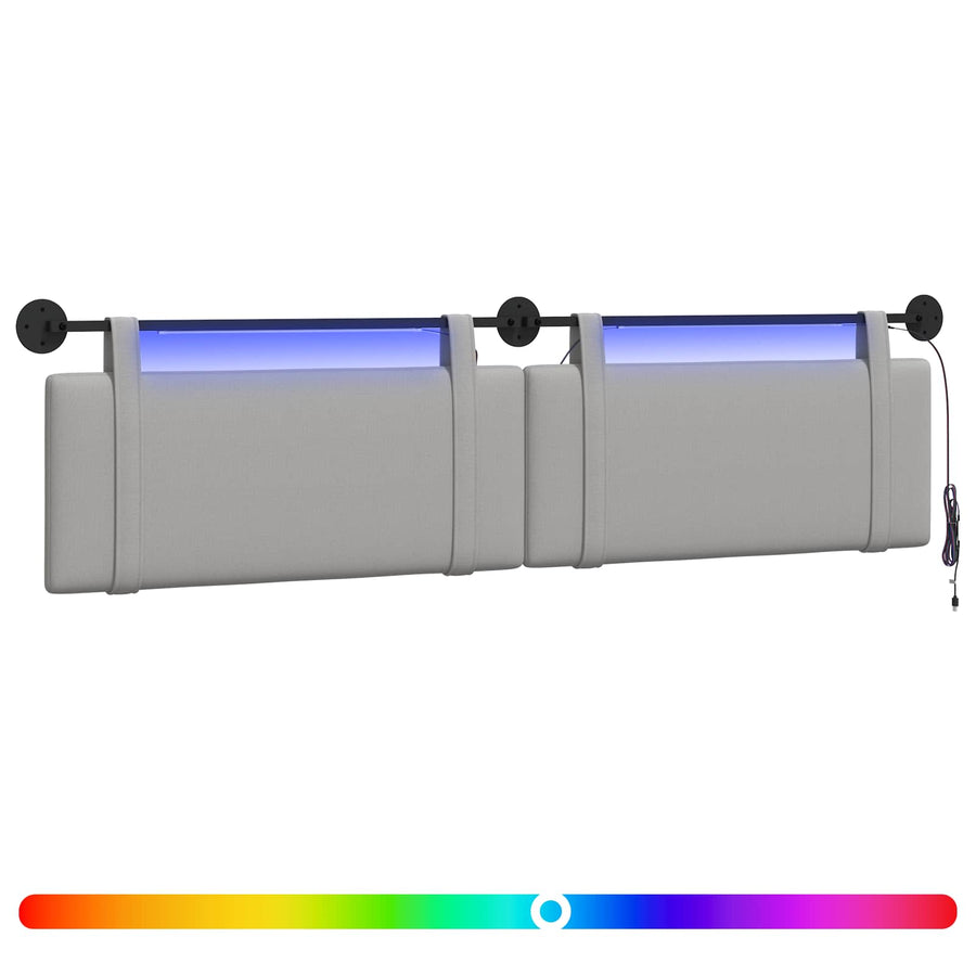 Hangend hoofdbord Met LED-verlichting Wolkengrijs Stof