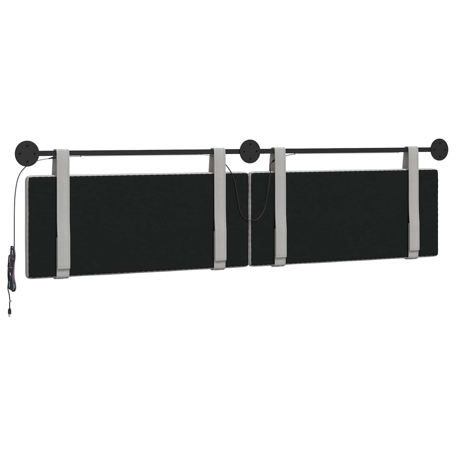 Hangend hoofdbord Met LED-verlichting Wolkengrijs Stof