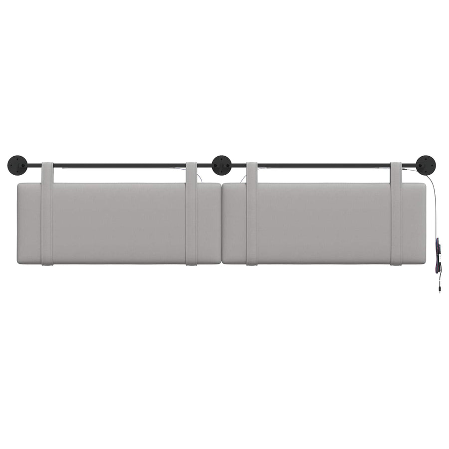 Hangend hoofdbord Met LED-verlichting Wolkengrijs Stof
