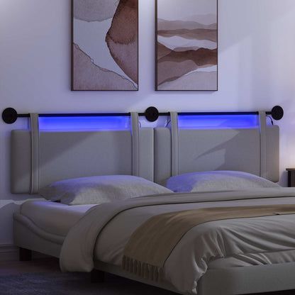 Hangend hoofdbord Met LED-verlichting Lichtgrijs Stof