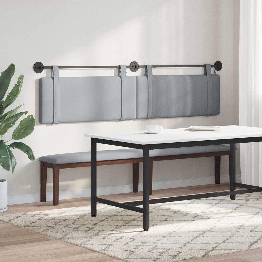 Hangend hoofdbord Met LED-verlichting Lichtgrijs Stof