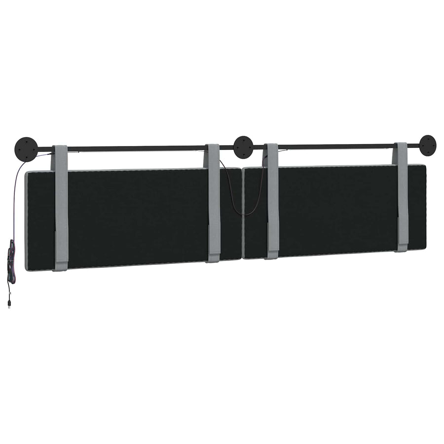 Hangend hoofdbord Met LED-verlichting Lichtgrijs Stof