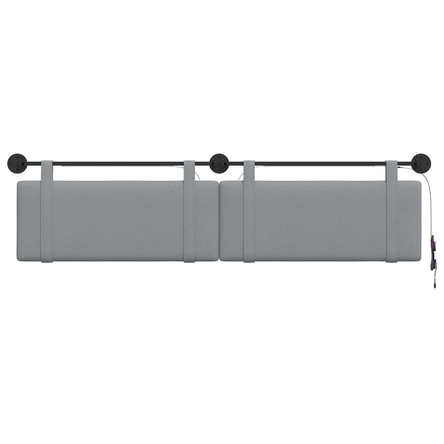 Hangend hoofdbord Met LED-verlichting Lichtgrijs Stof