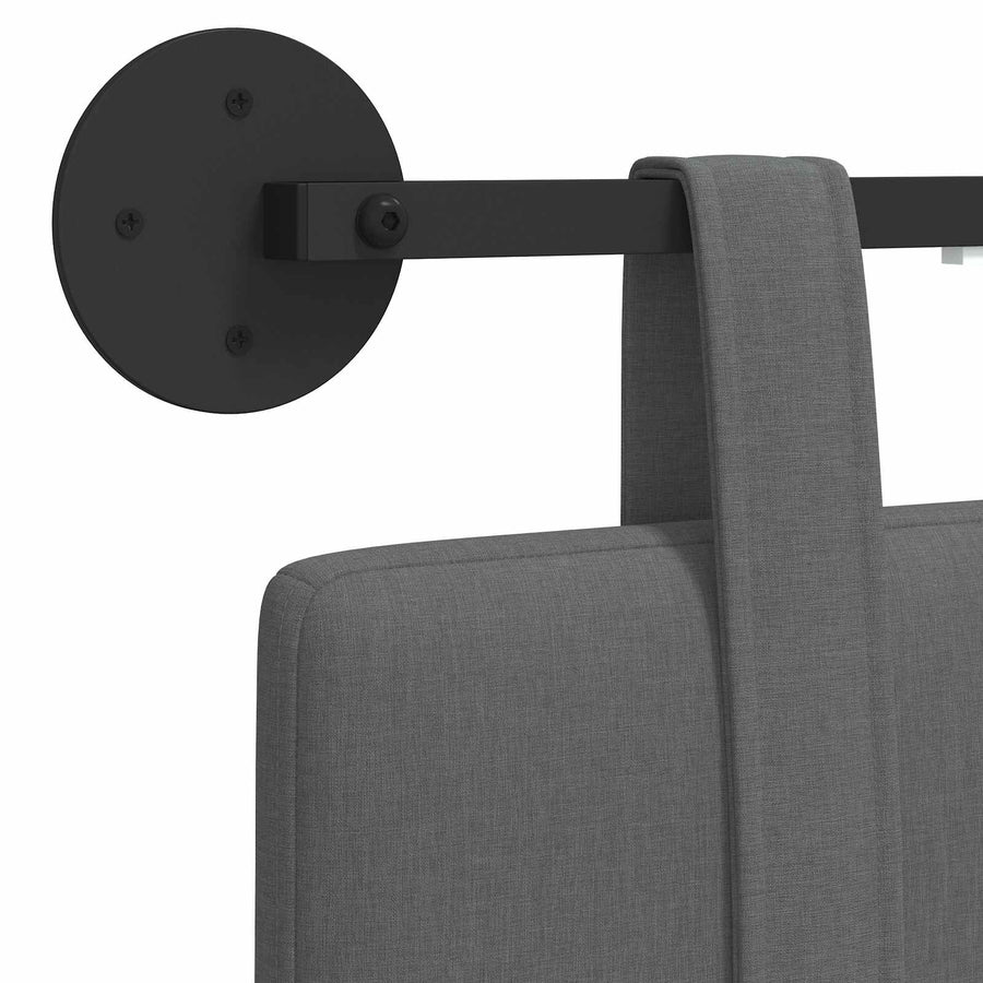 Hangend hoofdbord Met LED-verlichting Donkergrijs Stof