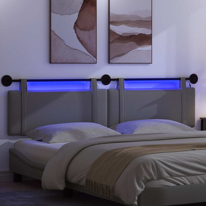 Hangend hoofdbord Met LED-verlichting Donkergrijs Stof