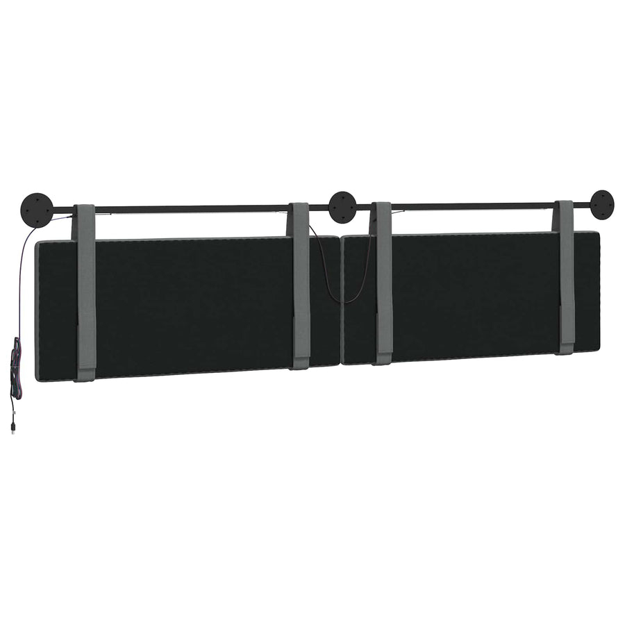Hangend hoofdbord Met LED-verlichting Donkergrijs Stof