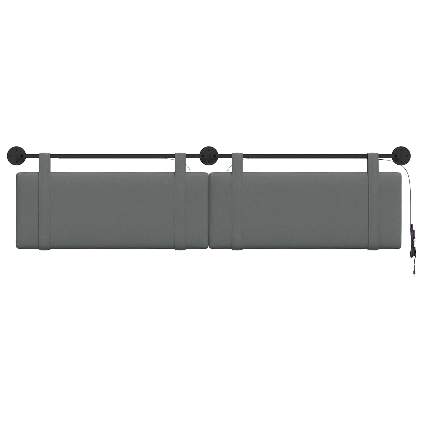 Hangend hoofdbord Met LED-verlichting Donkergrijs Stof