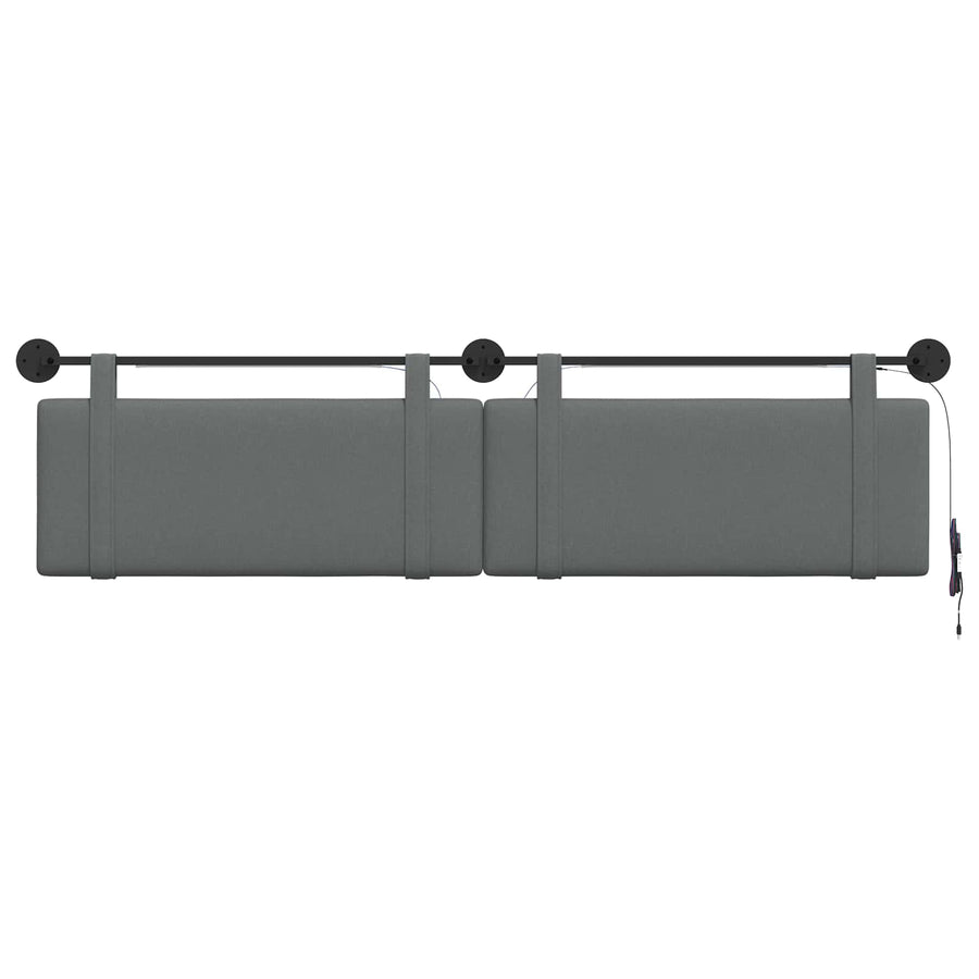 Hangend hoofdbord Met LED-verlichting Donkergrijs Stof