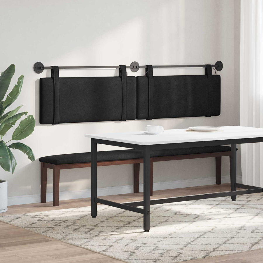 Hangend hoofdbord Met LED-verlichting Zwart Stof