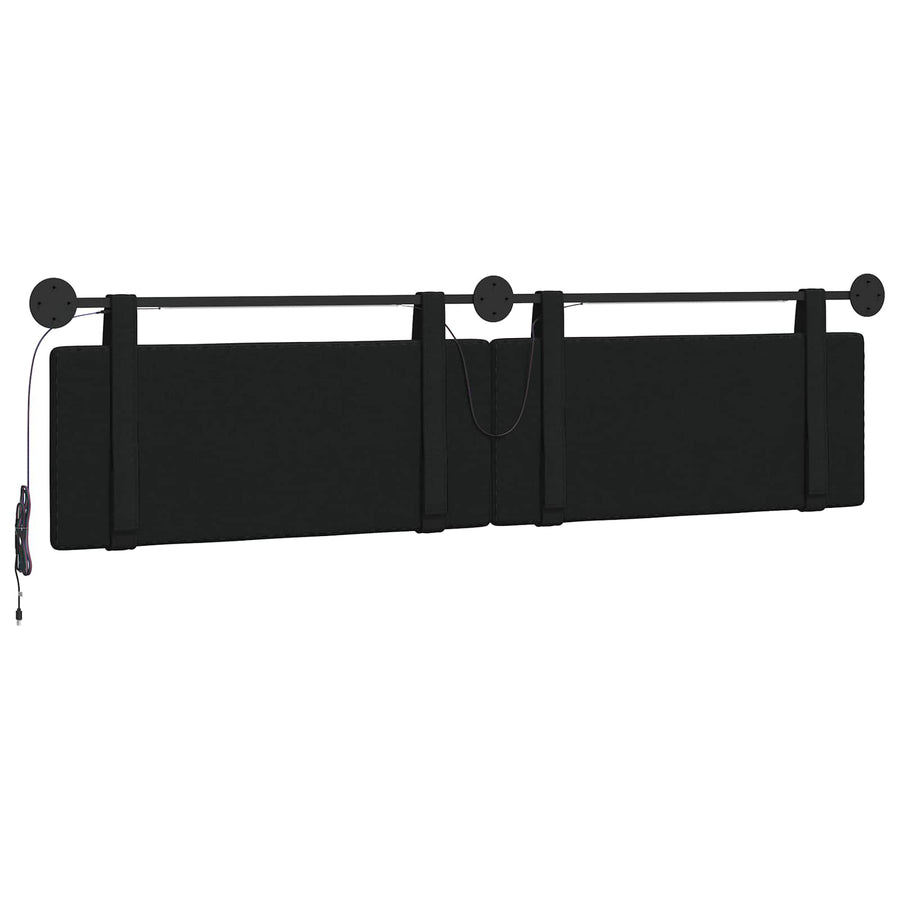 Hangend hoofdbord Met LED-verlichting Zwart Stof