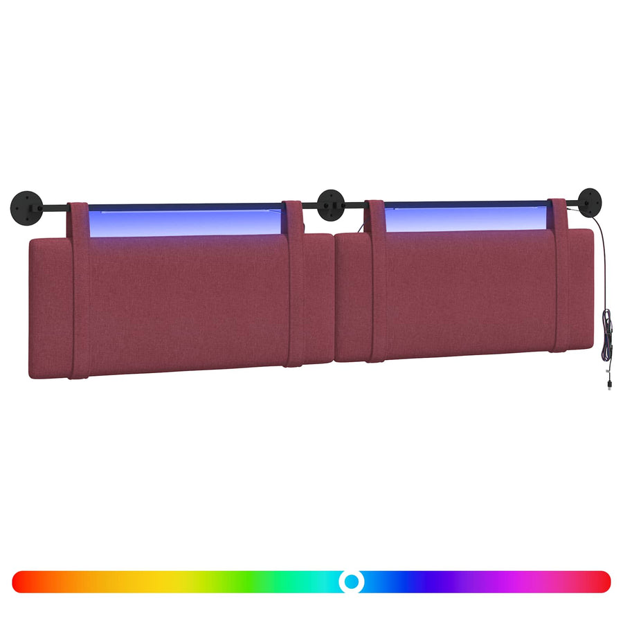 Hangend hoofdbord Met LED-verlichting Wijnrood Stof