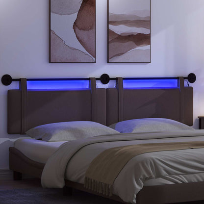 Hangend hoofdbord Met LED-verlichting Donkerbruin Stof