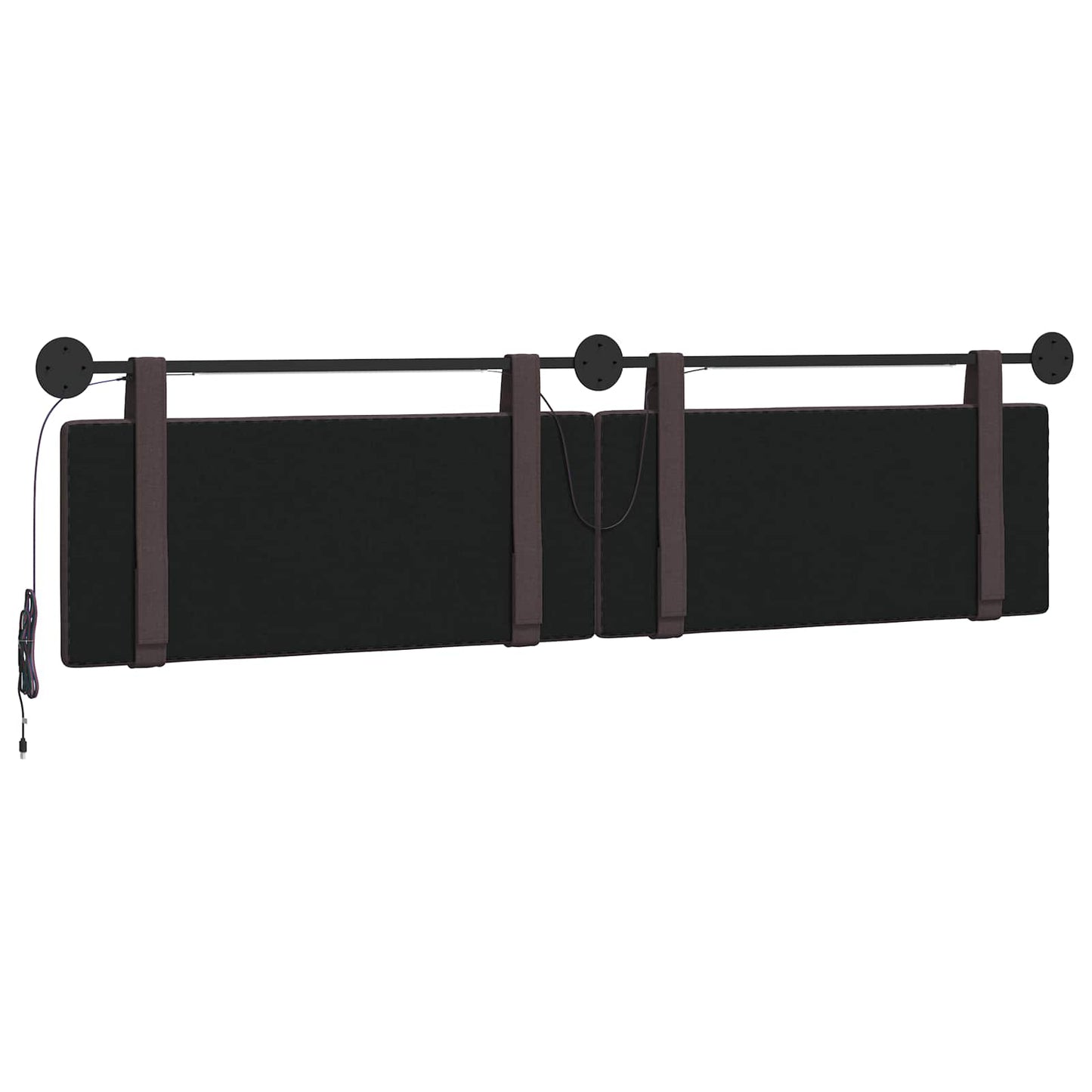 Hangend hoofdbord Met LED-verlichting Donkerbruin Stof