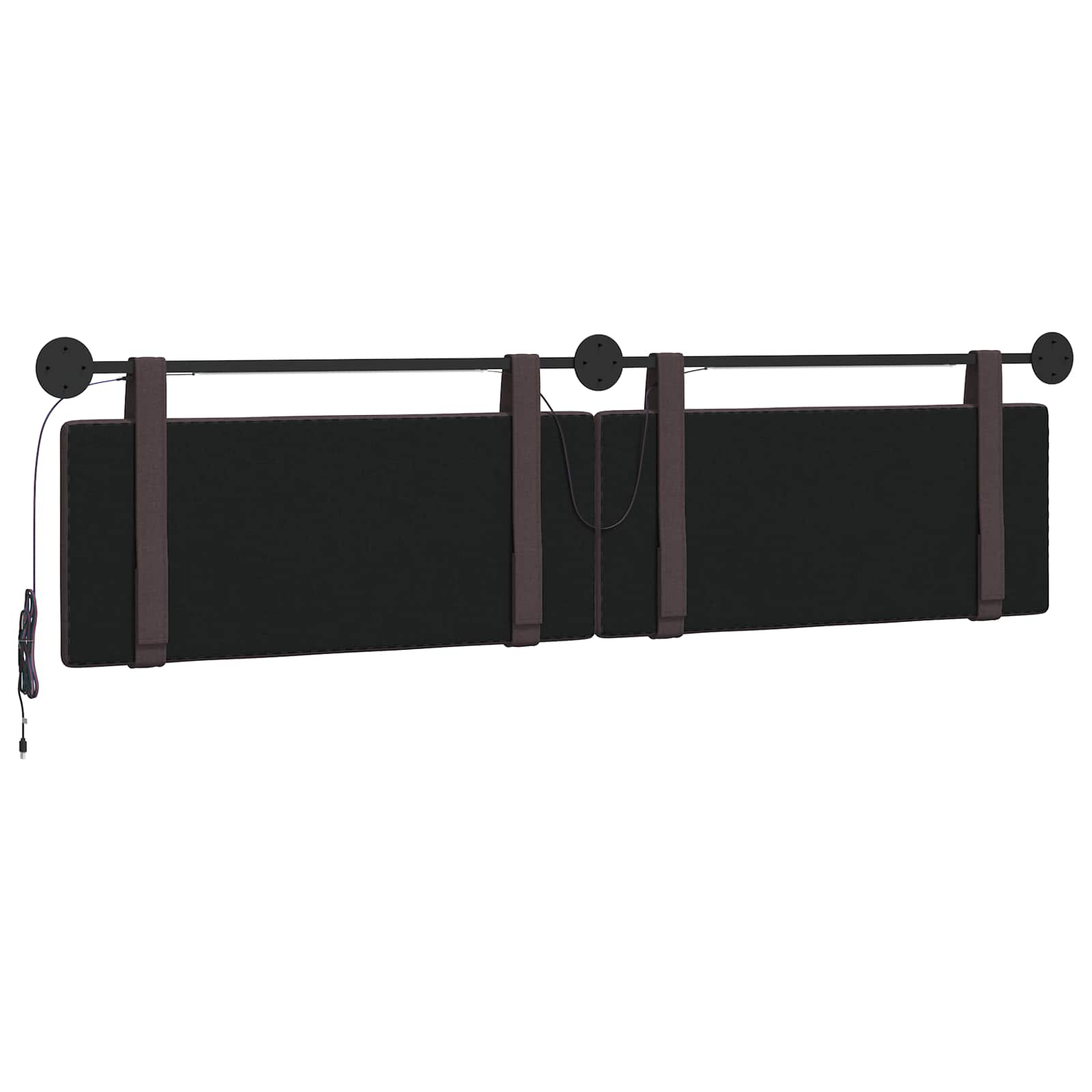 Hangend hoofdbord Met LED-verlichting Donkerbruin Stof
