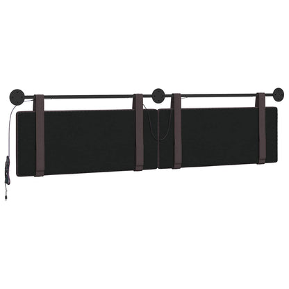 Hangend hoofdbord Met LED-verlichting Donkerbruin Stof