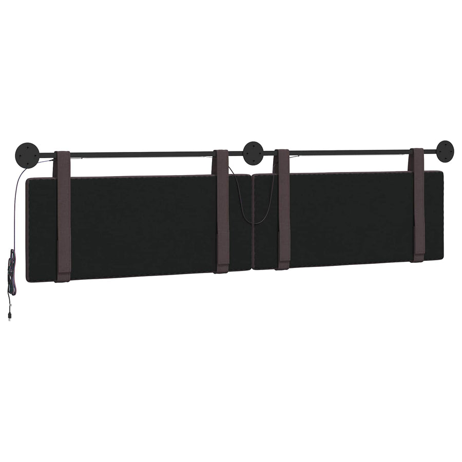 Hangend hoofdbord Met LED-verlichting Donkerbruin Stof