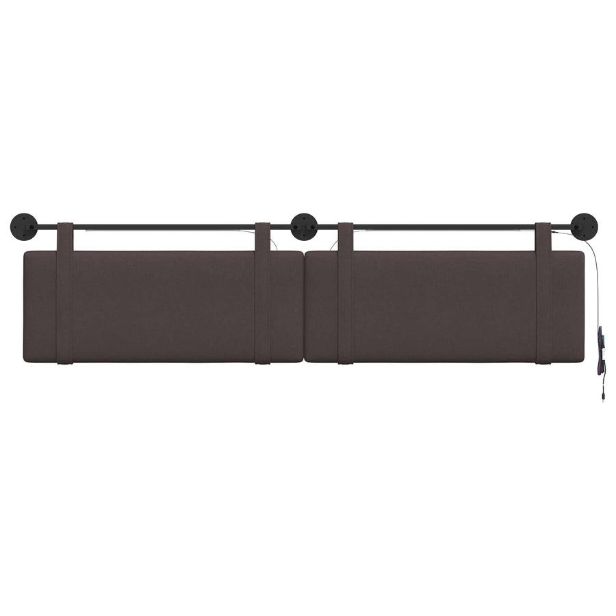 Hangend hoofdbord Met LED-verlichting Donkerbruin Stof