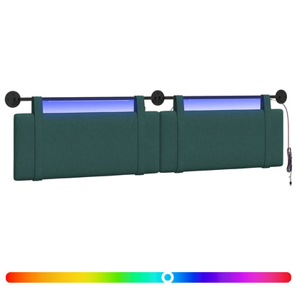 Hangend hoofdbord Met LED-verlichting Donkergroen Stof