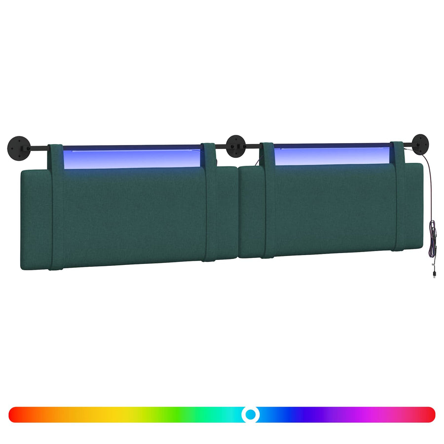 Hangend hoofdbord Met LED-verlichting Donkergroen Stof