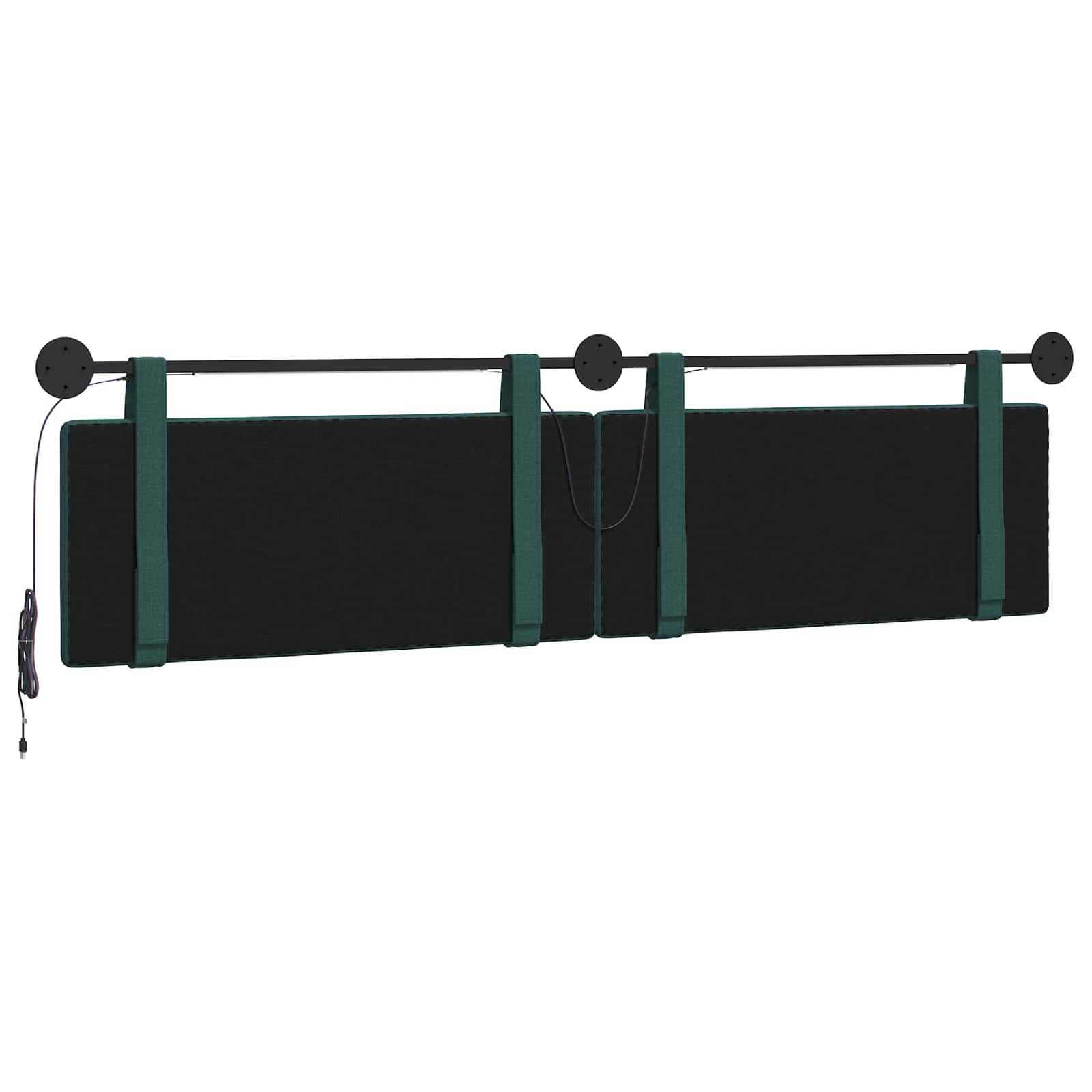 Hangend hoofdbord Met LED-verlichting Donkergroen Stof