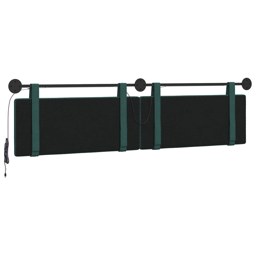 Hangend hoofdbord Met LED-verlichting Donkergroen Stof