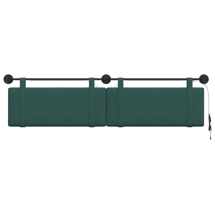 Hangend hoofdbord Met LED-verlichting Donkergroen Stof